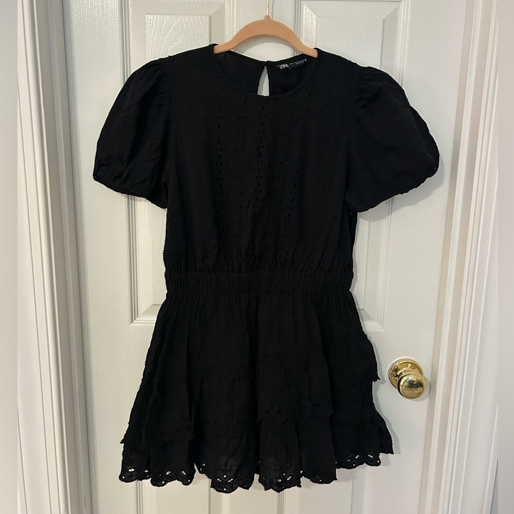 Zara Black Eyelet Detail Dress